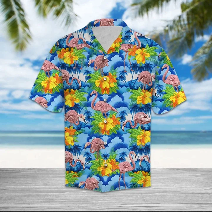 Flamingo Blue Hawaiian Vintage Trendy Hawaiian Shirt