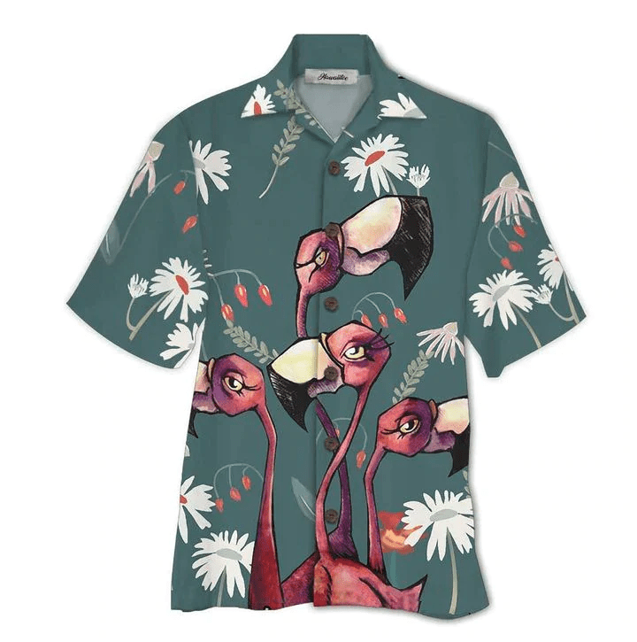 Flamingo Colorful Floral Aloha Trendy Hawaiian Shirts For Men & For Women Flamingo Colorful Floral Aloha Trendy Hawaiian Shirts For Men & For Women