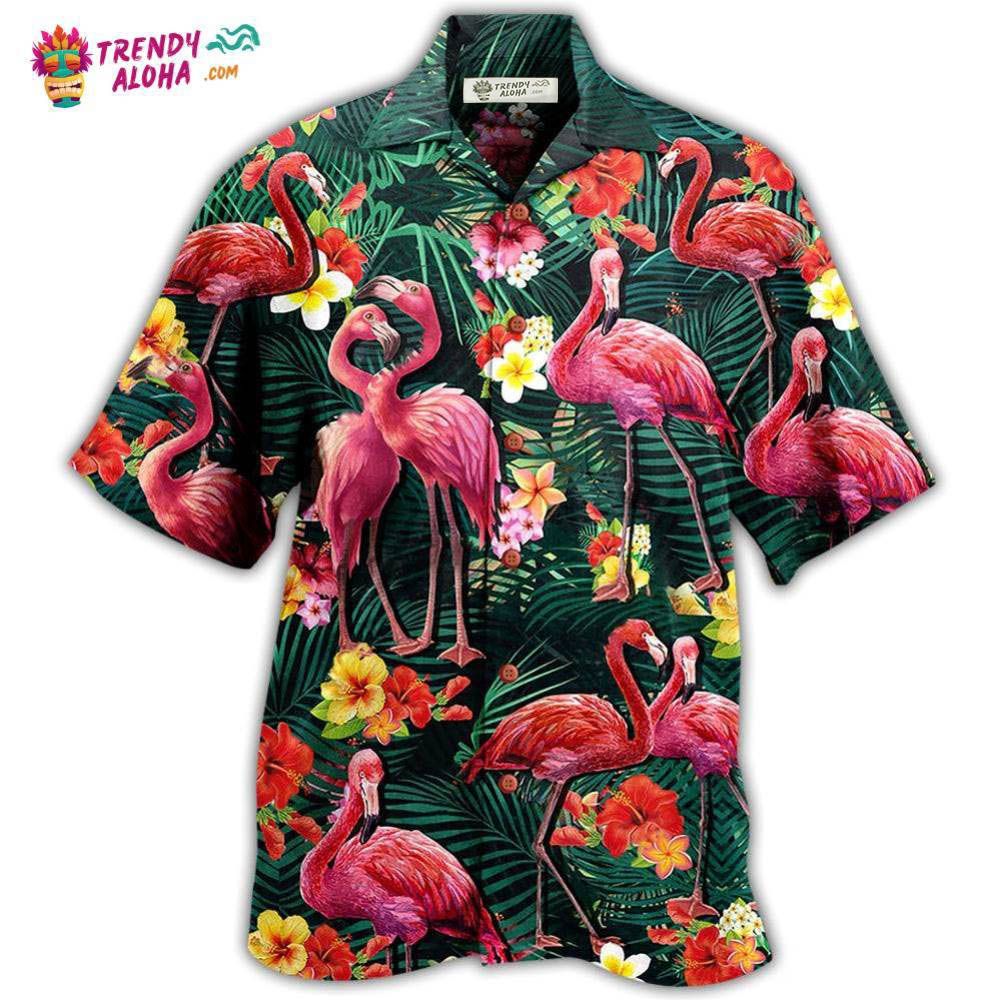 Flamingo Couple Love Flowers Hawaiian Shirt – Trendy Aloha