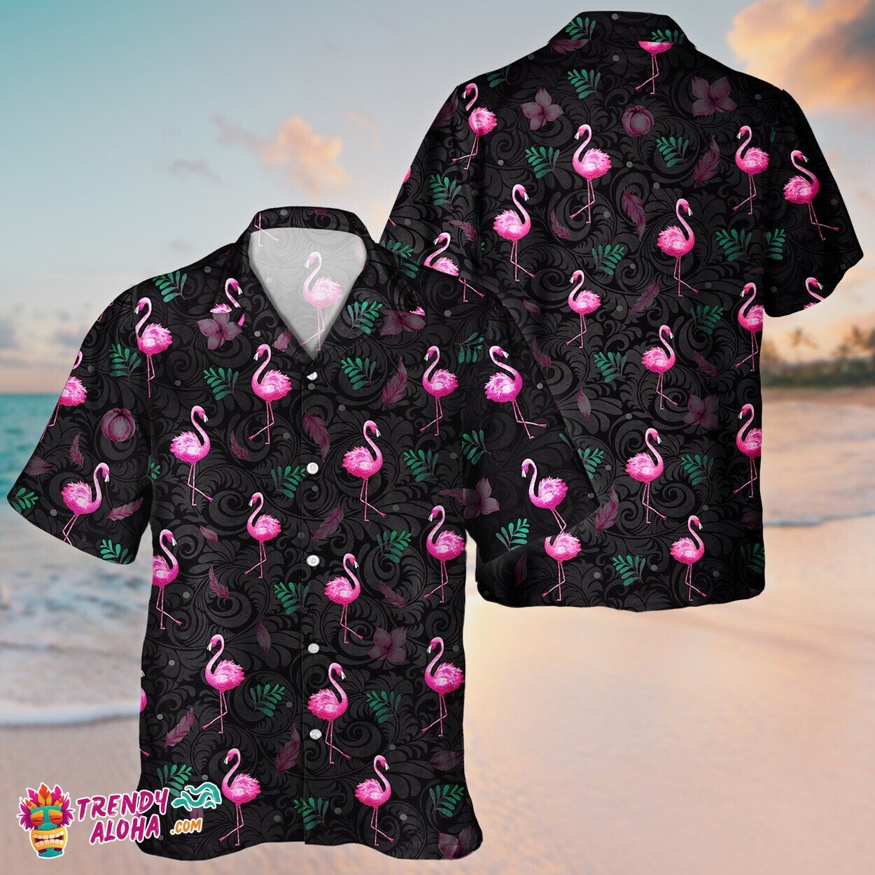 Flamingo Escape Unisex Hawaiian Aloha Shirt Short Sleeve Tropical Mood