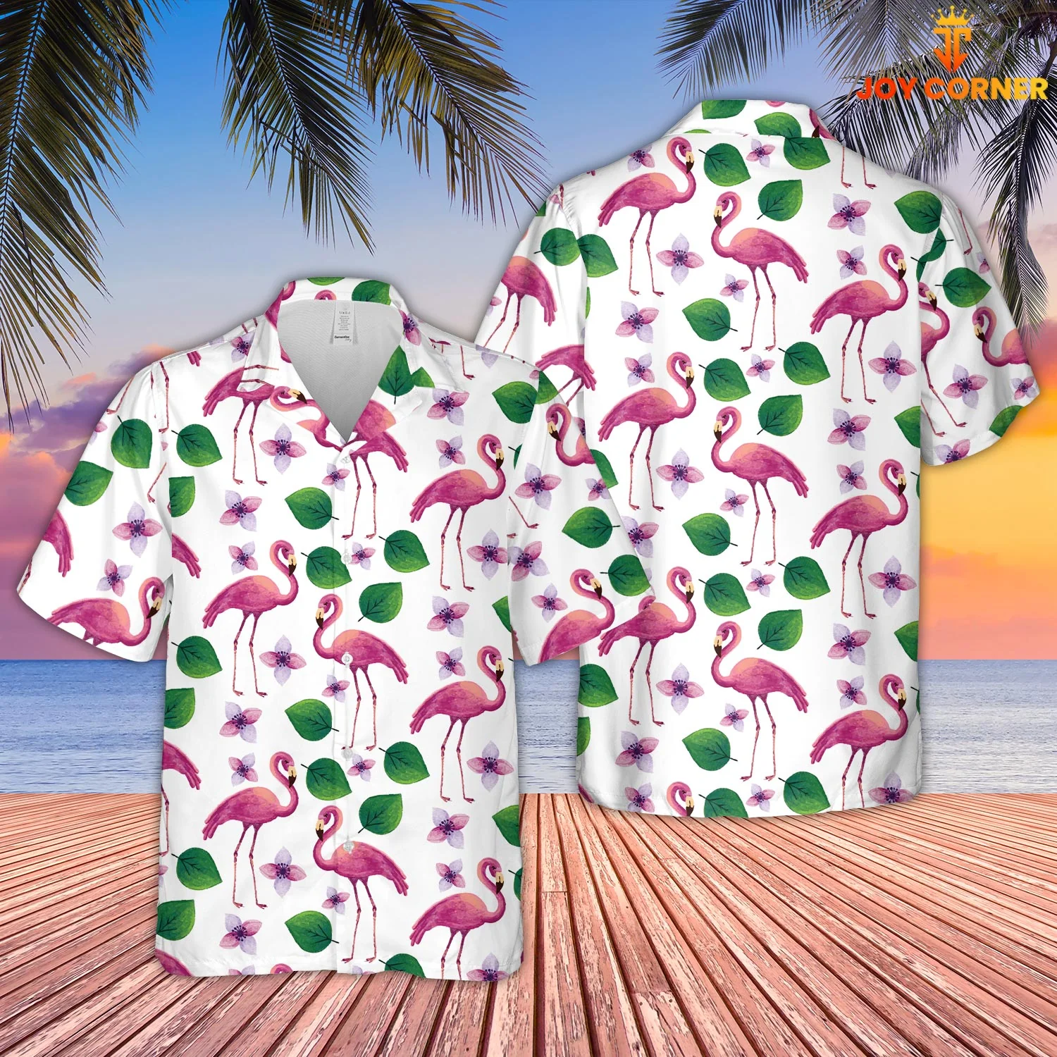 Flamingo Graceful Pattern Displayed Hawaiian Shirt 3D Print