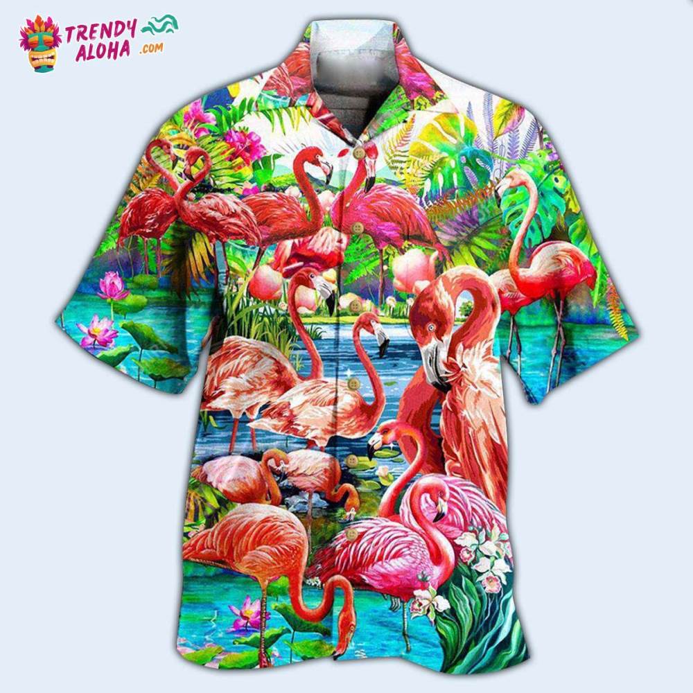 Flamingo Green Slow Down Enjoy The Moment Hawaiian Shirt – Trendy Aloha