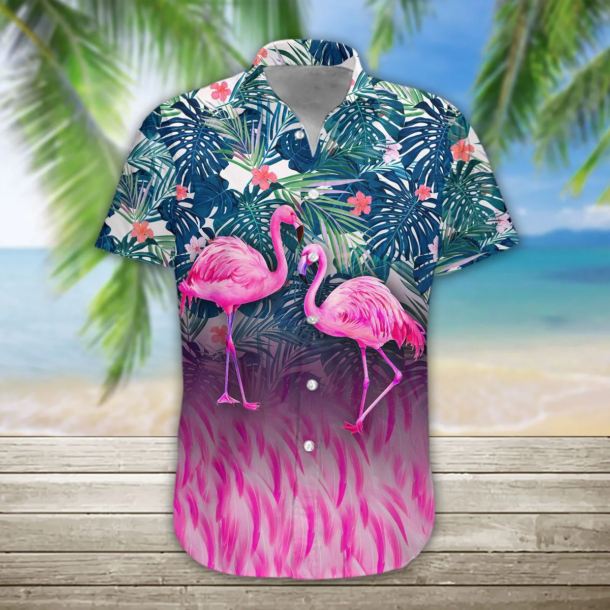 Flamingo Hawaii Aloha Shirt Flamingo Tropical Forest Trendy Hawaiian Shirt Flamingo Aloha Shirt