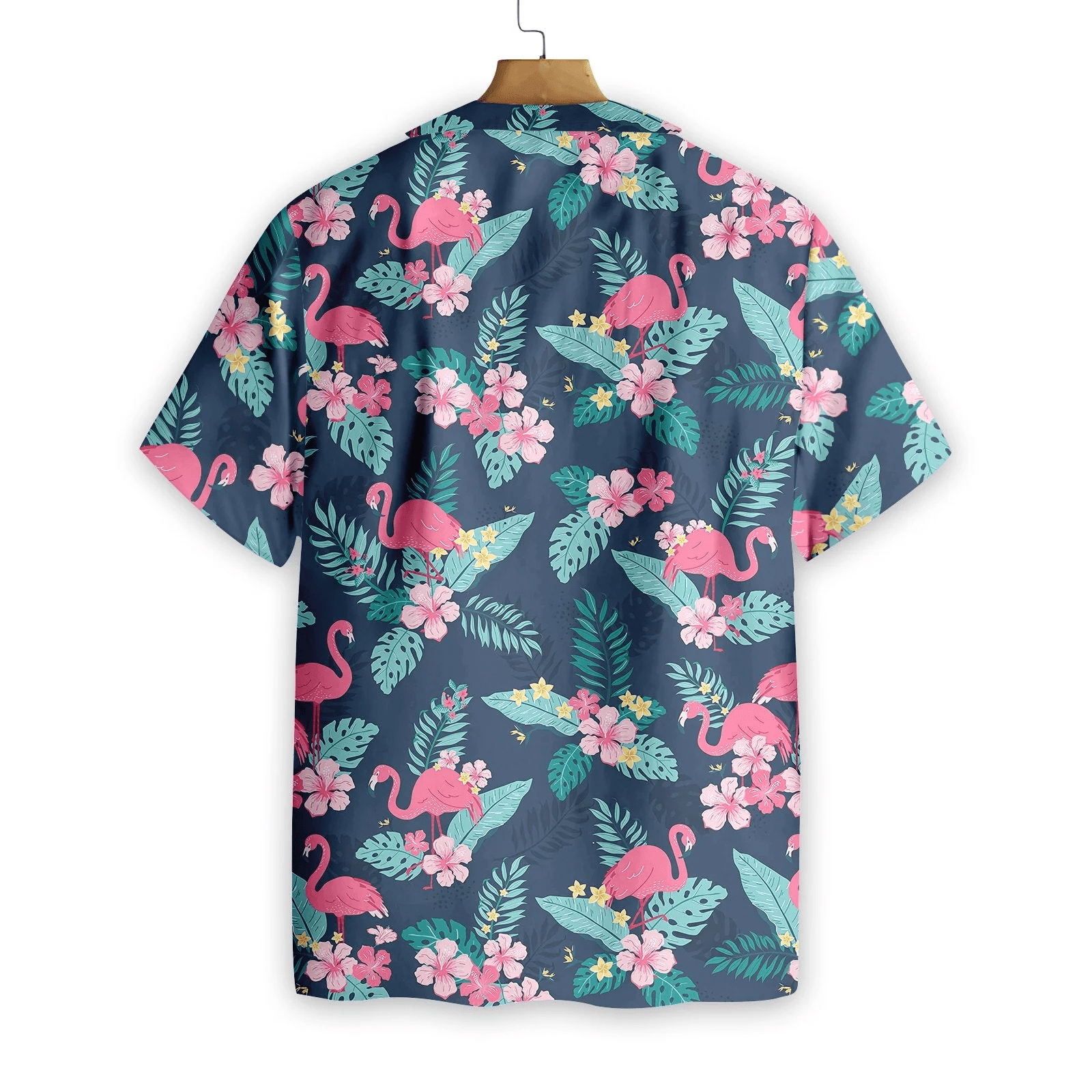 Flamingo Hawaii Shirt Dark Blue Tropical Hibiscus Trendy Hawaiian Shirt Flamingo Aloha Shirt