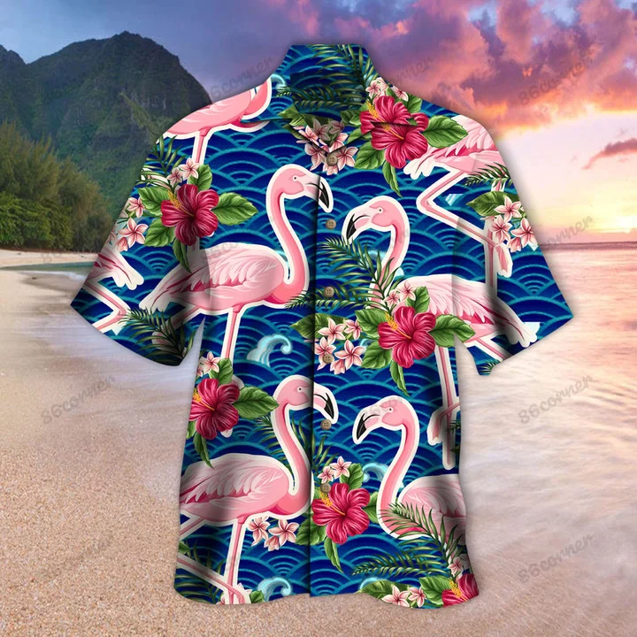 Flamingo Hawaii Shirt, Summer Aloha Shirt, Gift For Summer