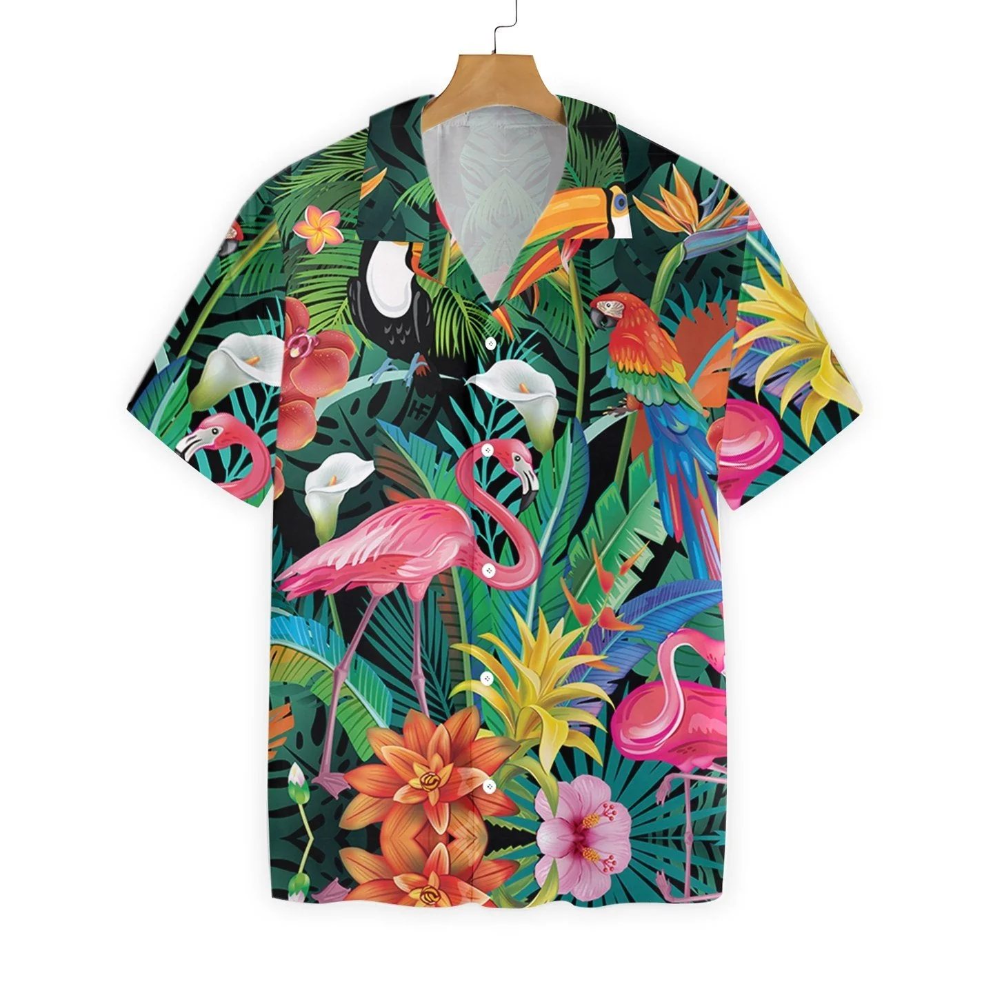 Flamingo Hawaii Shirt Tropical Flower Forest Tropical Bird Hawaiian Shirt Flamingo Aloha Shirt