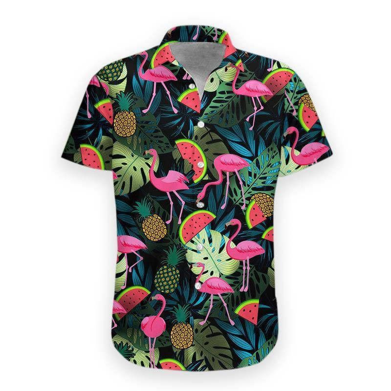Flamingo Hawaii Shirt Watermelon Pinapple Flamingo Hawaiian Shirt Flamingo Aloha Shirt