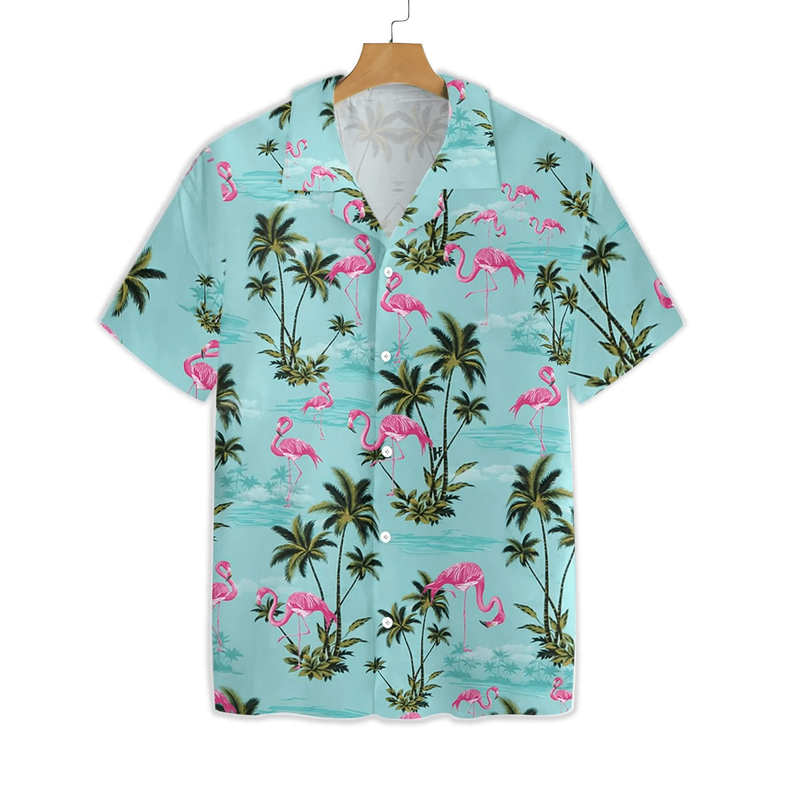 Flamingo Hawaiian Shirt Blue Flamingo Palm Tree Hawaii Shirt Flamingo Aloha Shirt