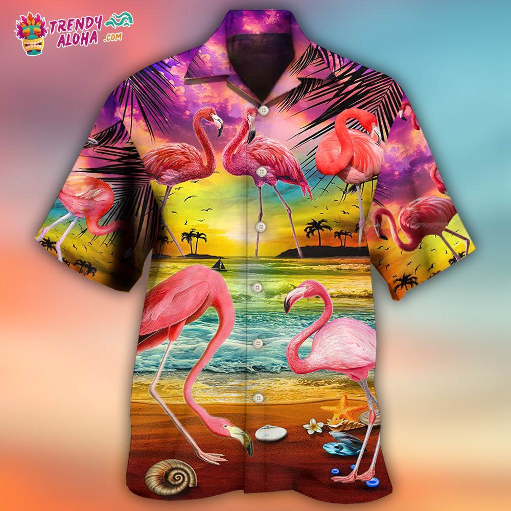 Flamingo In The Paradise Summer Cool Style Hawaiian Shirt – Trendy Aloha