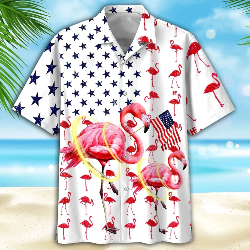 Flamingo Independence Day Hawaiian Shirt for Festivities