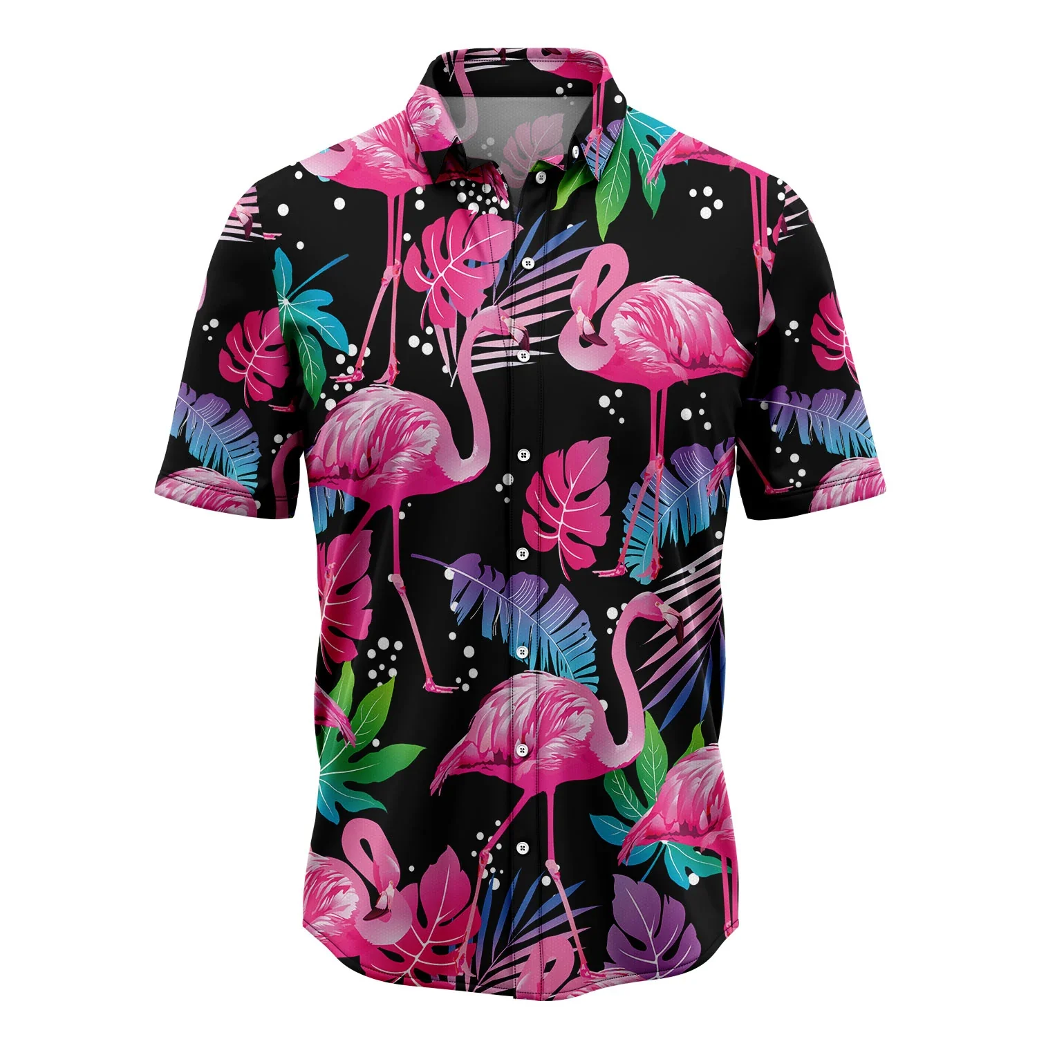 Flamingo Leaf Summer Trendy Hawaiian Shirt, Summer Gift, Trendy Hawaiian Shirts For Men, Aloha Beach Shirt