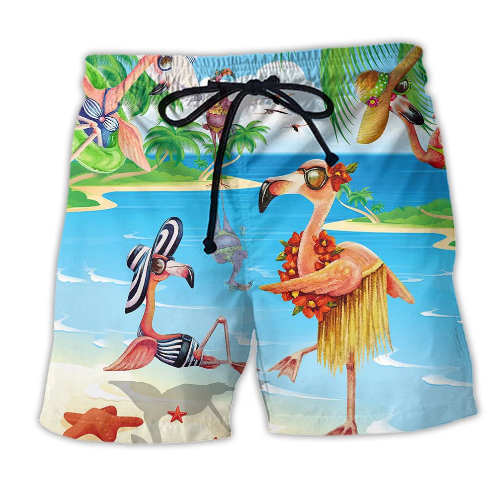 Flamingo Love Beach Amazing Trendy Aloha Hawaiian Beach Shorts Flamingo Love Beach Amazing Trendy Aloha Hawaiian Beach Shorts