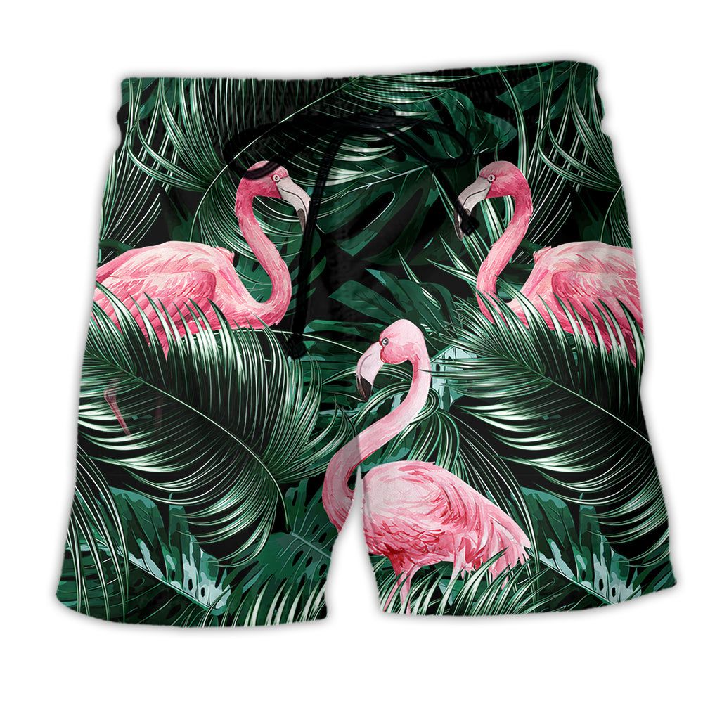 Flamingo Love Life Style Tropical Leaf Trendy Aloha Hawaiian Beach Shorts Flamingo Love Life Style Tropical Leaf Trendy Aloha Hawaiian Beach Shorts