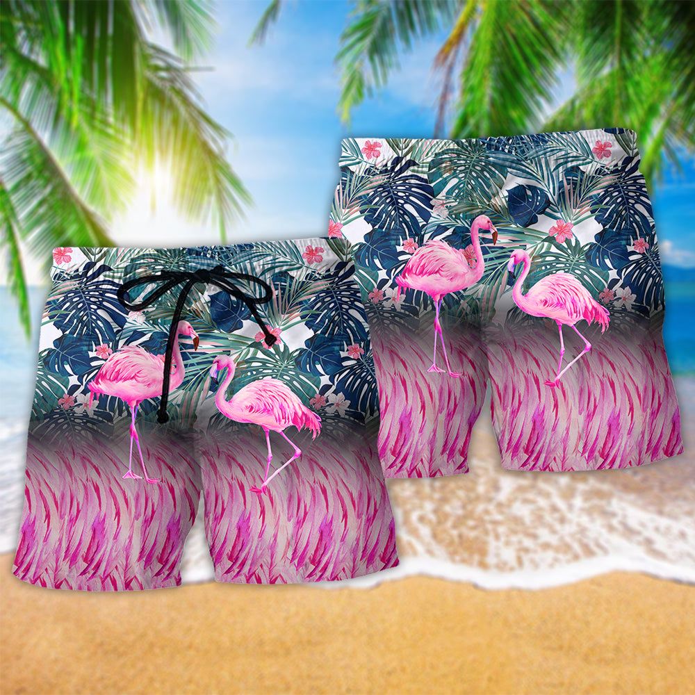 Flamingo Lover Pink Trendy Aloha Hawaiian Beach Shorts