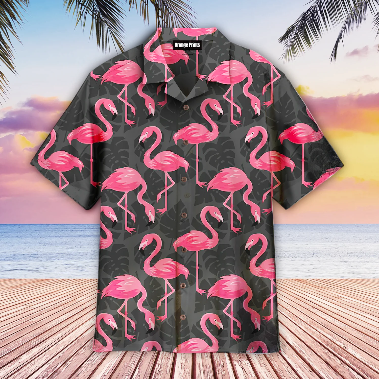 Flamingo On Dark Monstera Leaves Trendy Hawaiian Shirt Flamingo On Dark Monstera Leaves Trendy Hawaiian Shirt