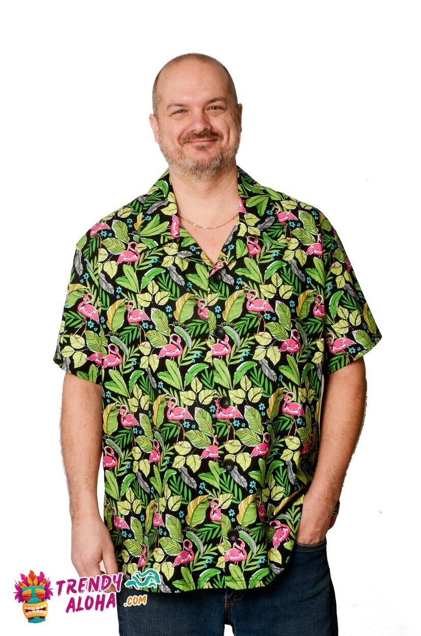 Flamingo Paradise Theme Tropical Pattern Colorful Hawaiian Aloha Shirt