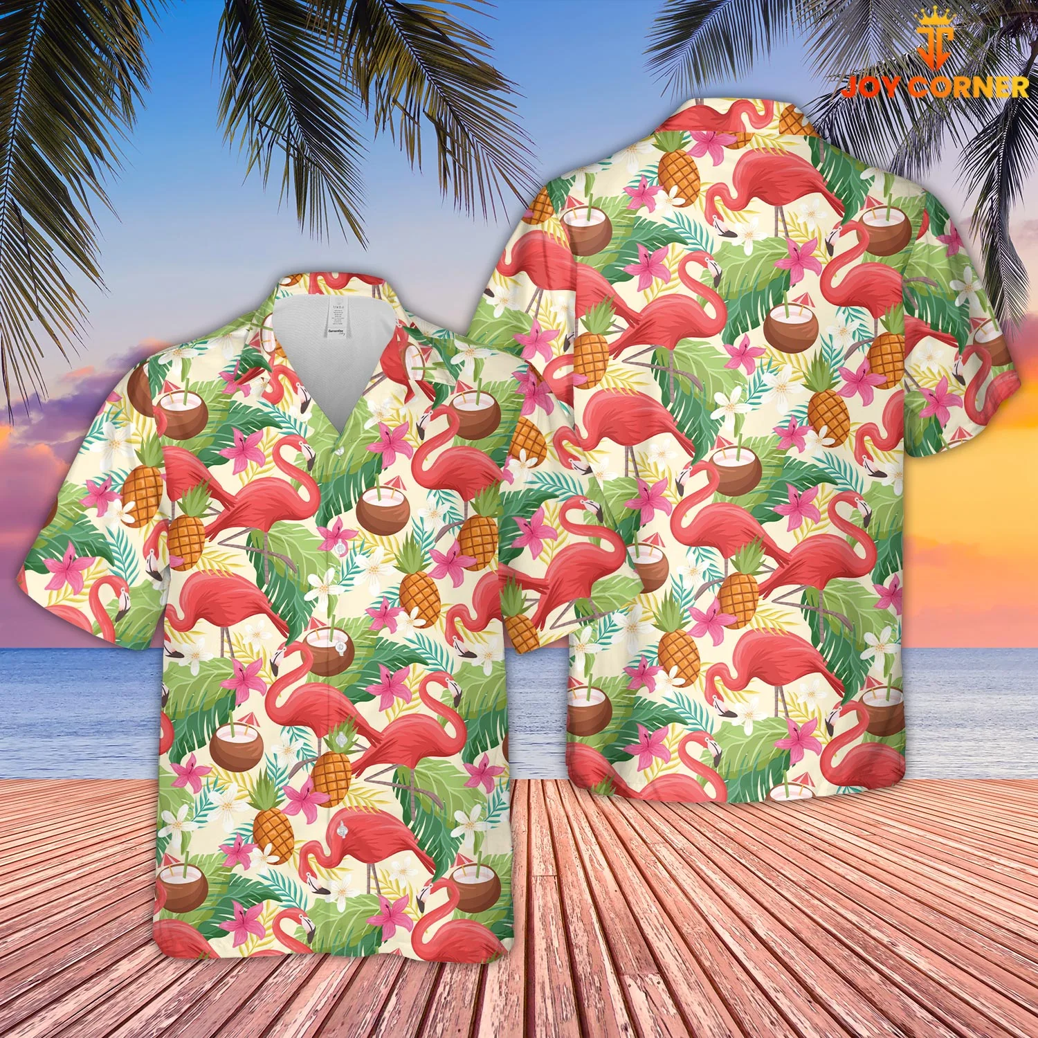 Flamingo Pattern Hawaiian Shirt Capturing Summertime Beach Essence