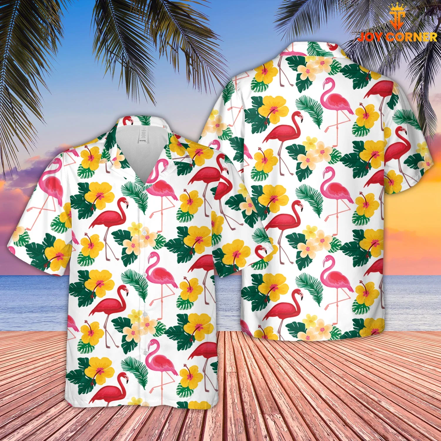 Flamingo Pattern Hawaiian Shirt Perfect For Beach And Sun