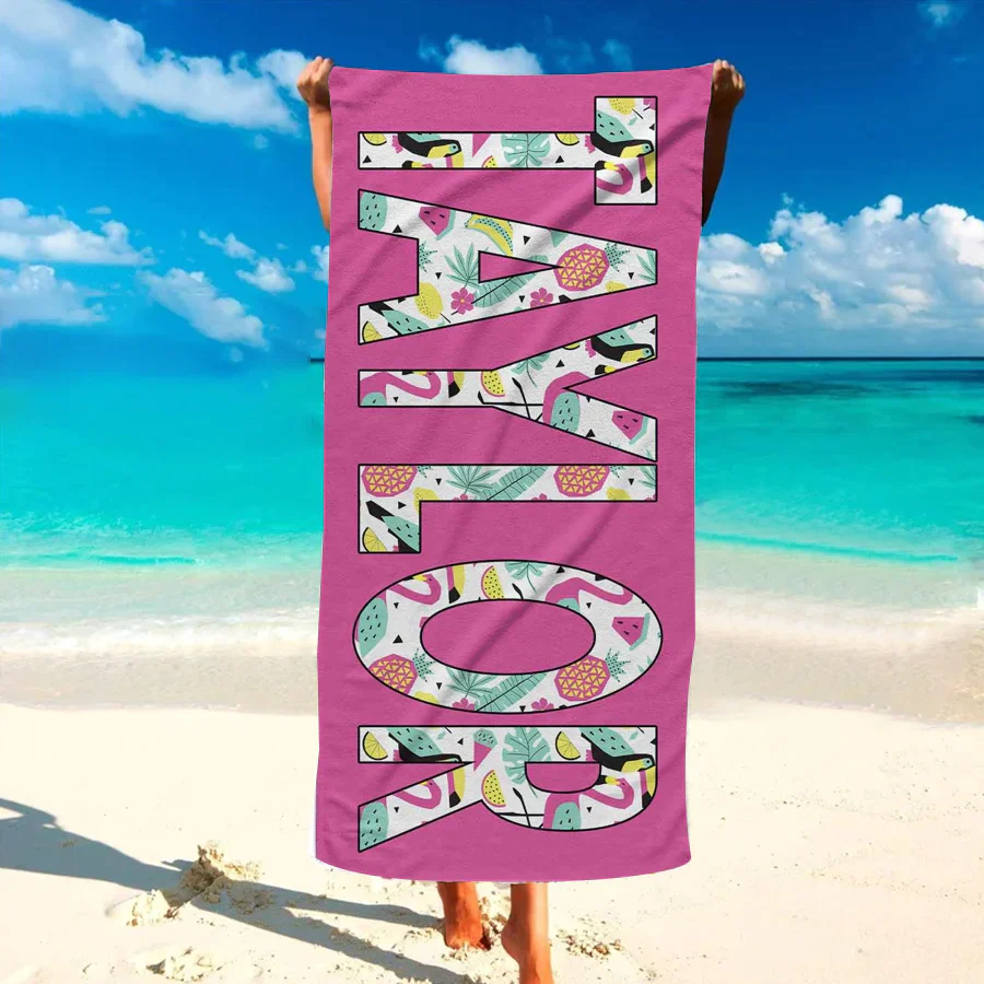 Flamingo Pattern Personalized Kids Beach Towels Girls Boys Unique