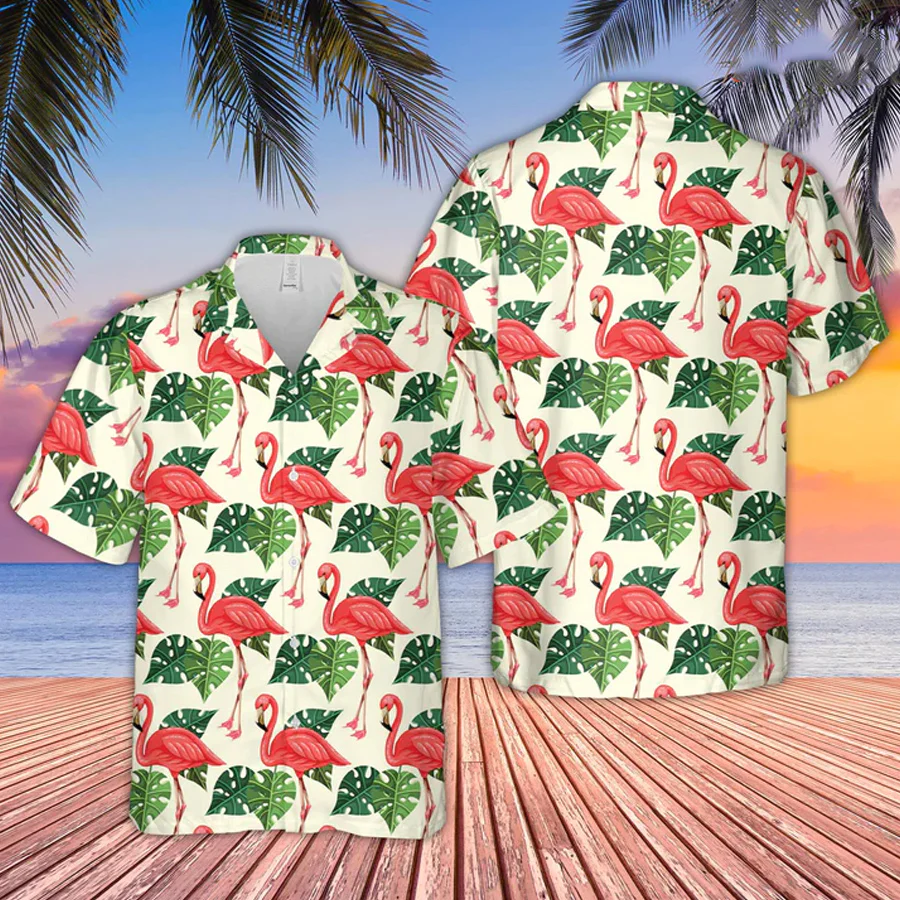 Flamingo Pattern Trendy Hawaiian Shirt, Trendy Hawaiian Shirt For Men And Women