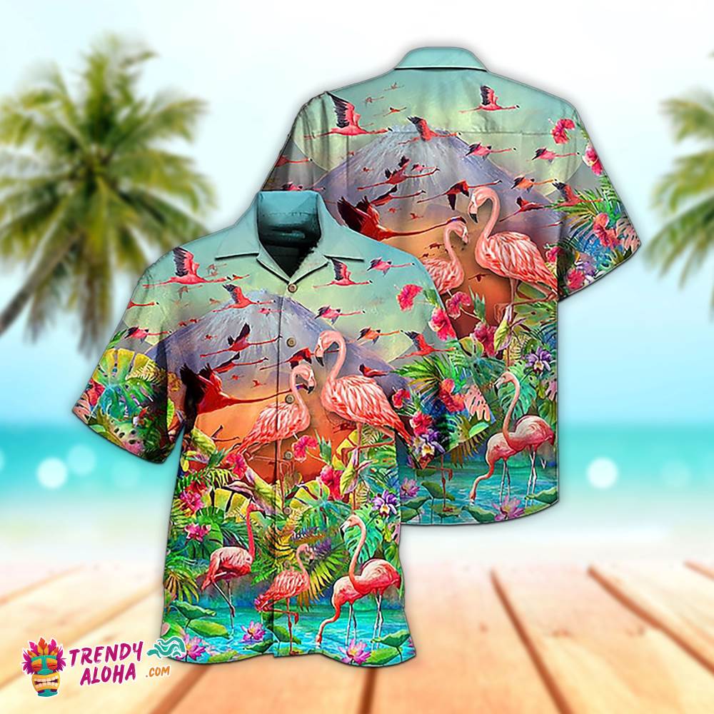 Flamingo River Tropical Hawaiian Shirt Aloha Shirt, Aloha Hawaiian Shirts