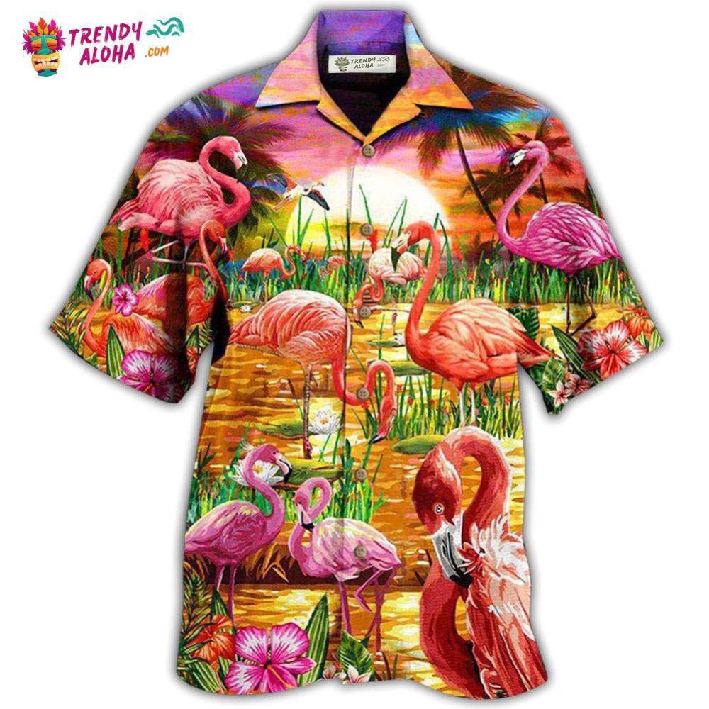 Flamingo Romantic Sunset With Flamingo Hawaiian Shirt – Trendy Aloha