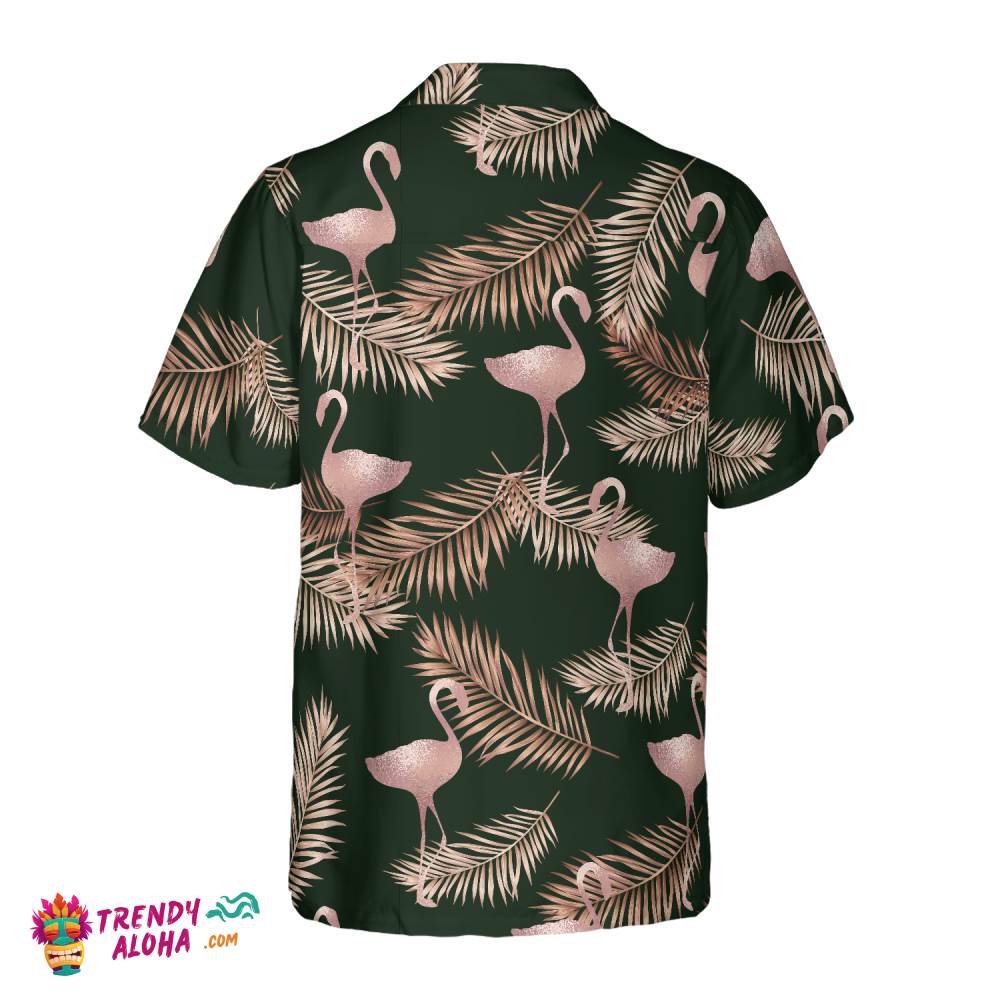 Flamingo Rose Gold Pattern Hawaiian Shirt