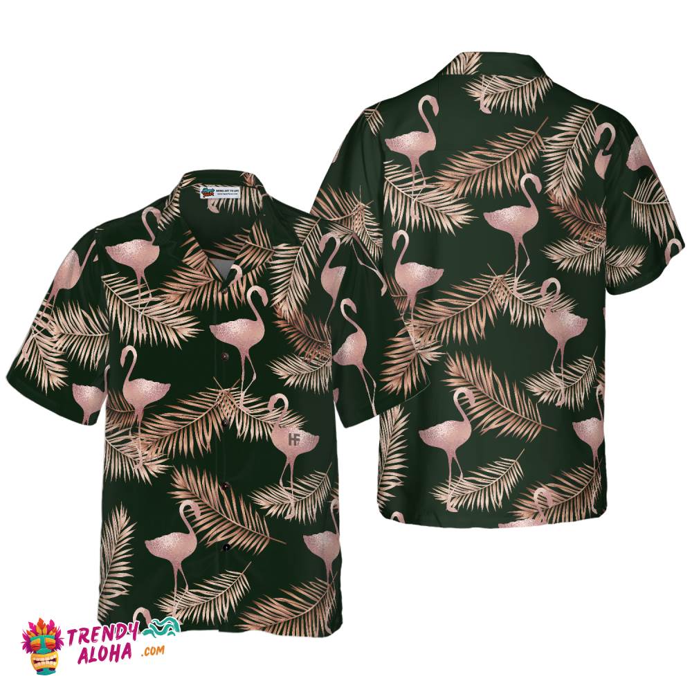 Flamingo Rose Gold Pattern Hawaiian Shirt Flamingo Rose Gold Pattern Hawaiian Shirt