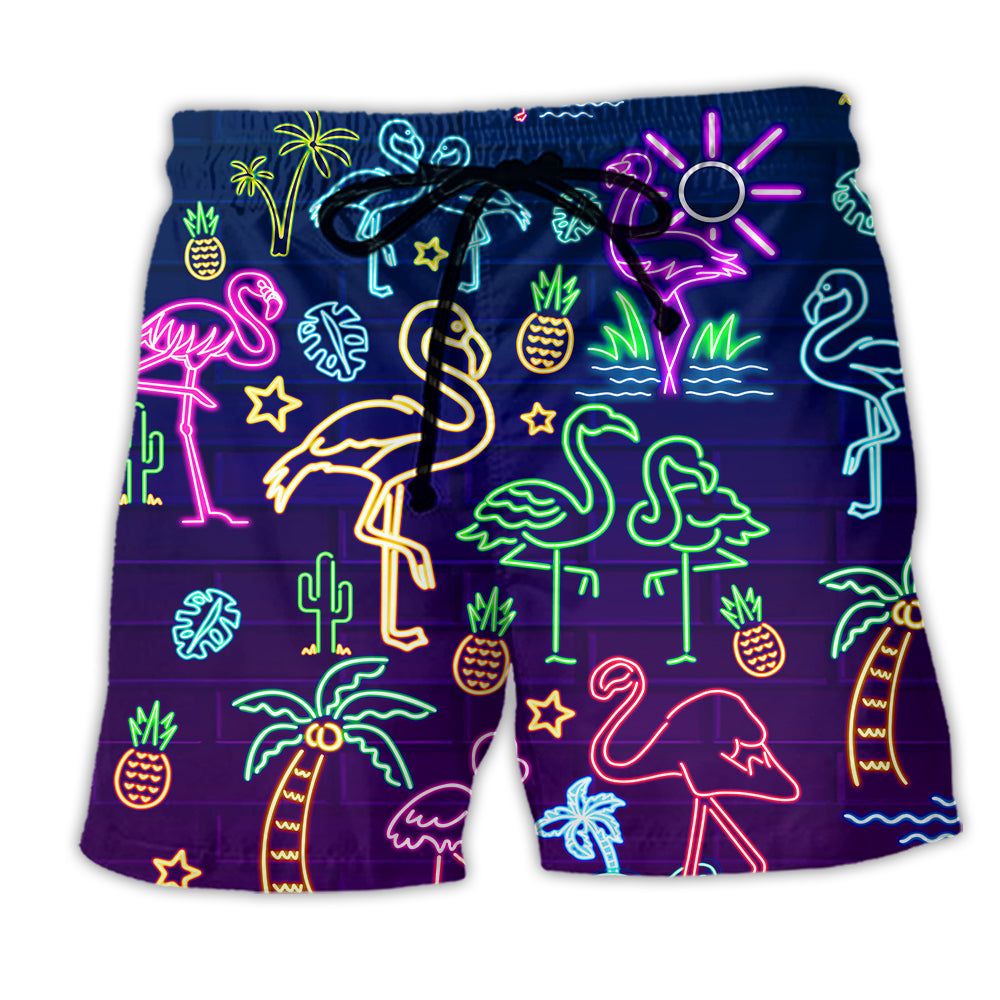 Flamingo Stand Tall And Dream Big Stunning Trendy Aloha Hawaiian Beach Shorts Flamingo Stand Tall And Dream Big Stunning Trendy Aloha Hawaiian Beach Shorts