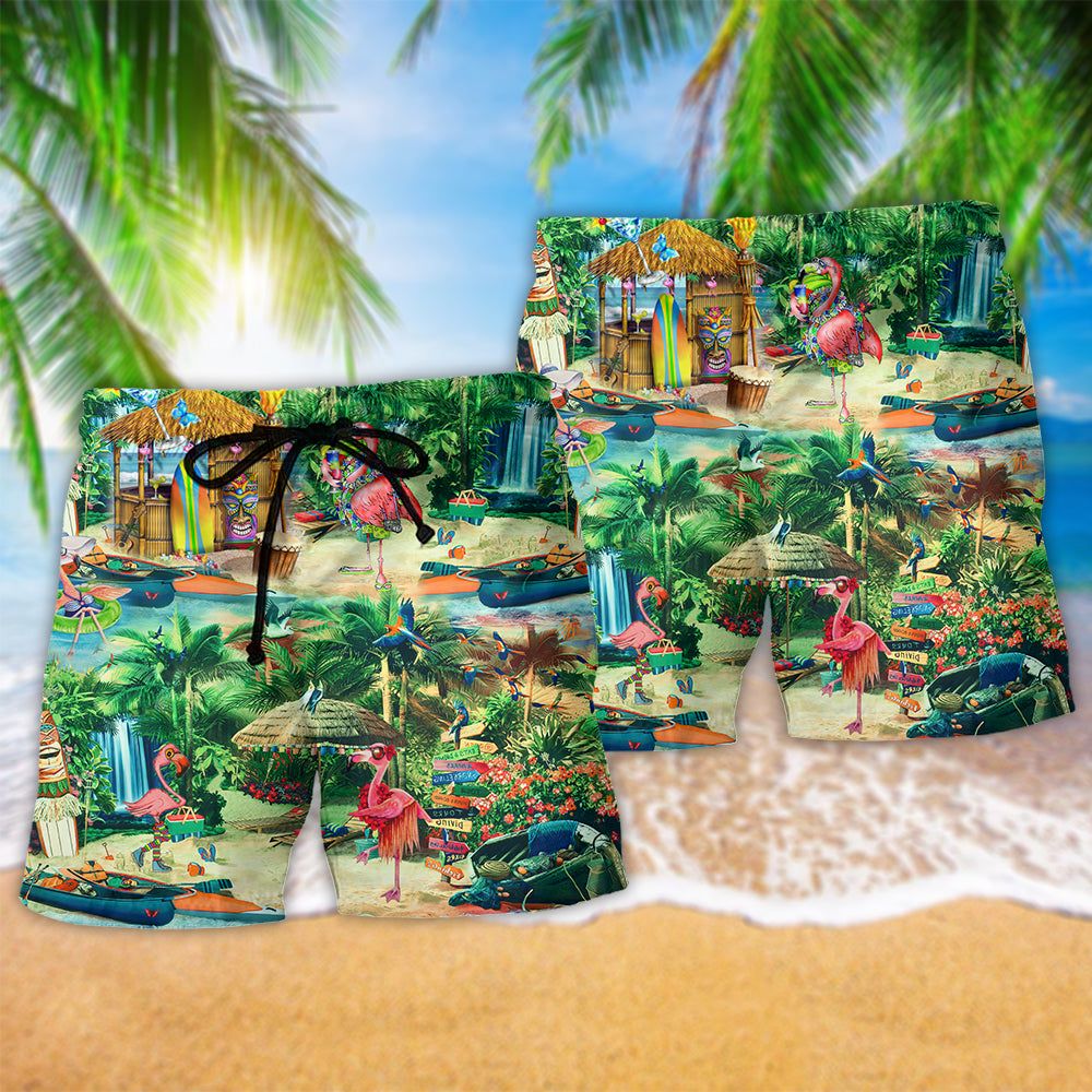 Flamingo Stay Aloha And Live The Hi Life Aloha Summer Trendy Aloha Hawaiian Beach Shorts