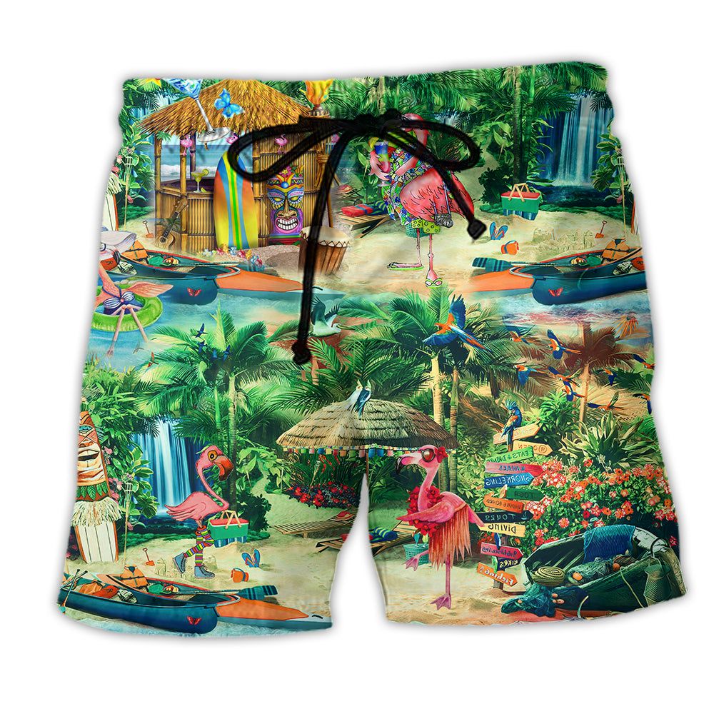Flamingo Stay Aloha And Live The Hi Life Aloha Summer Trendy Aloha Hawaiian Beach Shorts Flamingo Stay Aloha And Live The Hi Life Aloha Summer Trendy Aloha Hawaiian Beach Shorts