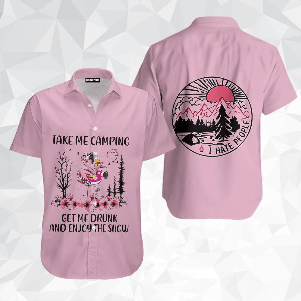 Flamingo Take Me Camping Trendy Hawaiian Shirt For
