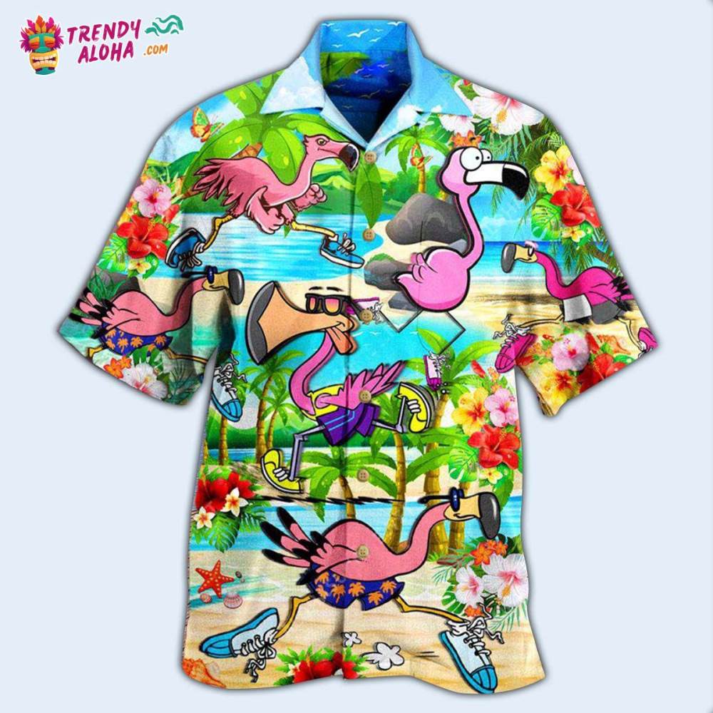 Flamingo The Running Flamingoes Hawaiian Shirt – Trendy Aloha