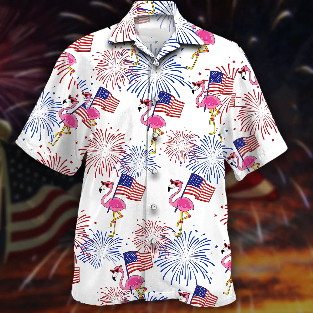 Flamingo Trendy Hawaiian Shirt – Independence Day Is Coming, Trendy Hawaiian Shirt For Men