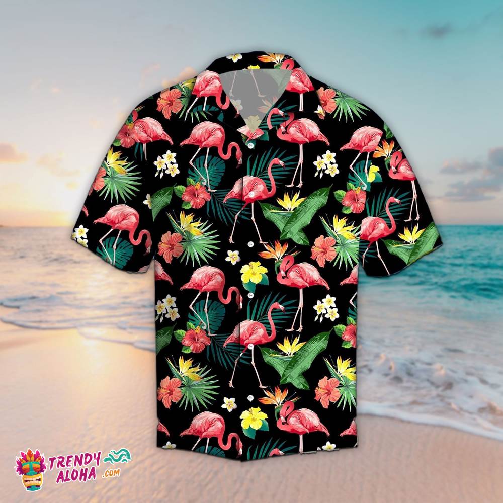 Flamingo Tropical Aloha Hawaiian Aloha Beach Shirt