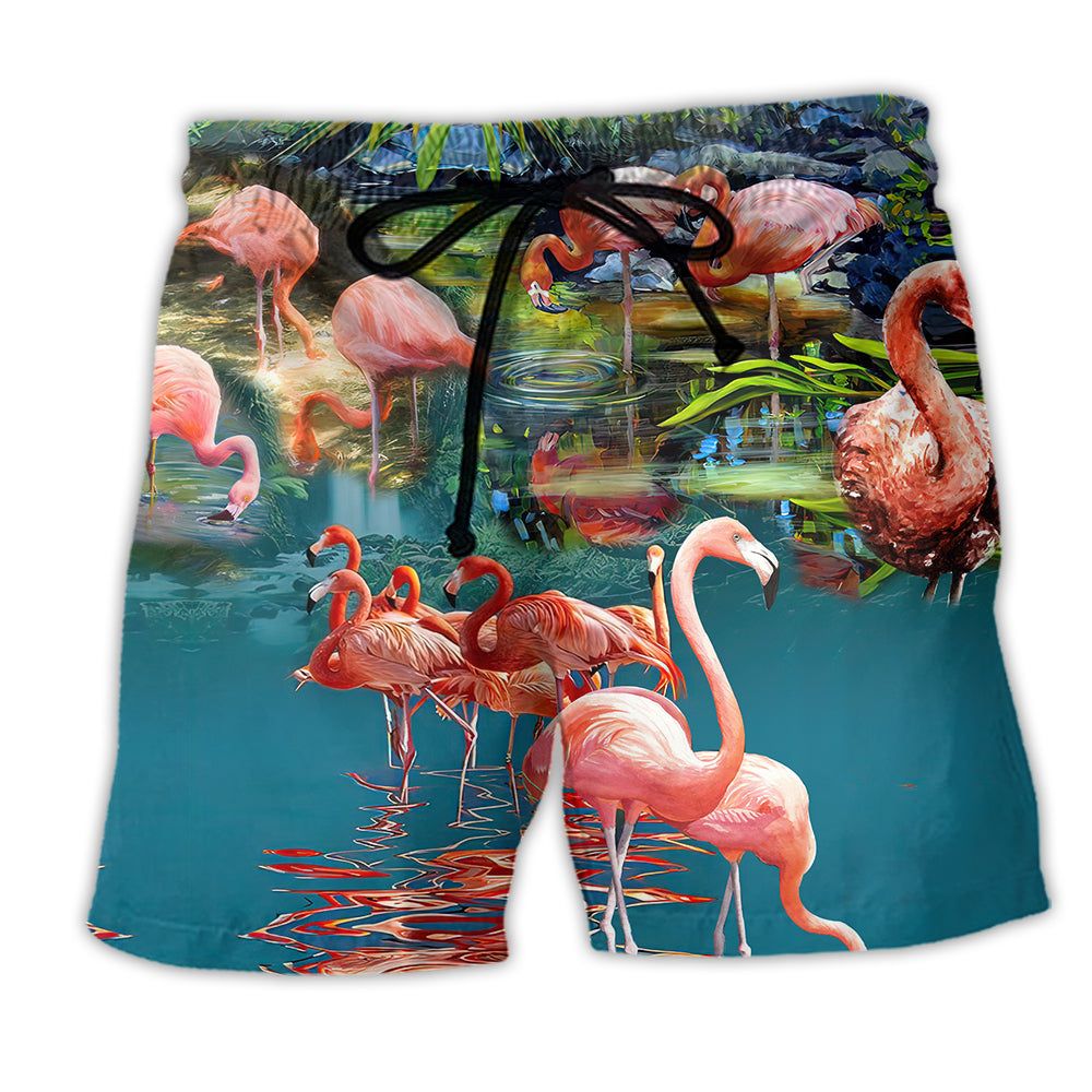 Flamingo You’Re Flamazing Style Trendy Aloha Hawaiian Beach Shorts Flamingo You’Re Flamazing Style Trendy Aloha Hawaiian Beach Shorts