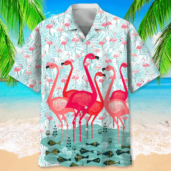 Flamingos All Over Printed 3D Trendy Hawaiian Shirt