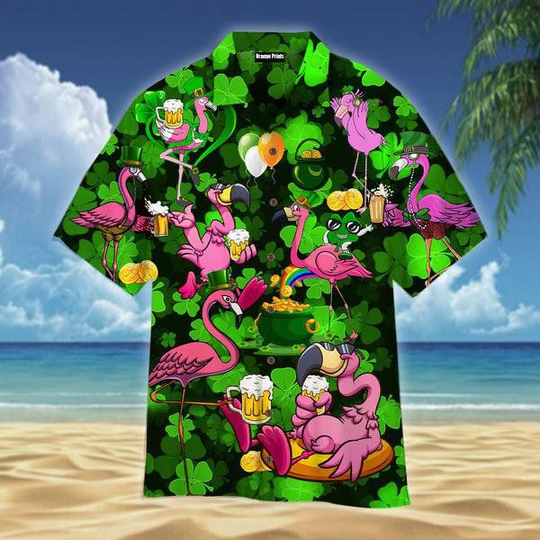 Flamingos Drink Beer St Patricks Day Hawaiian Shirt For