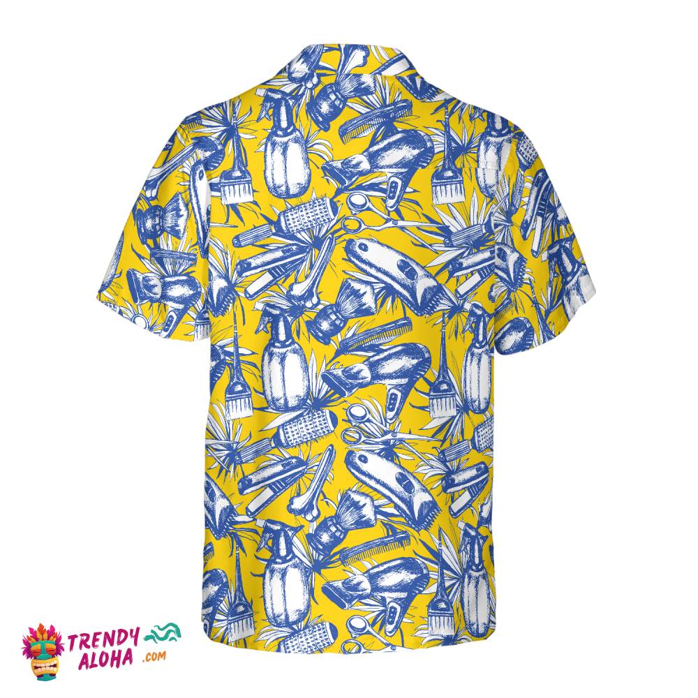Floral Barber Equipment Hawaiian Shirt