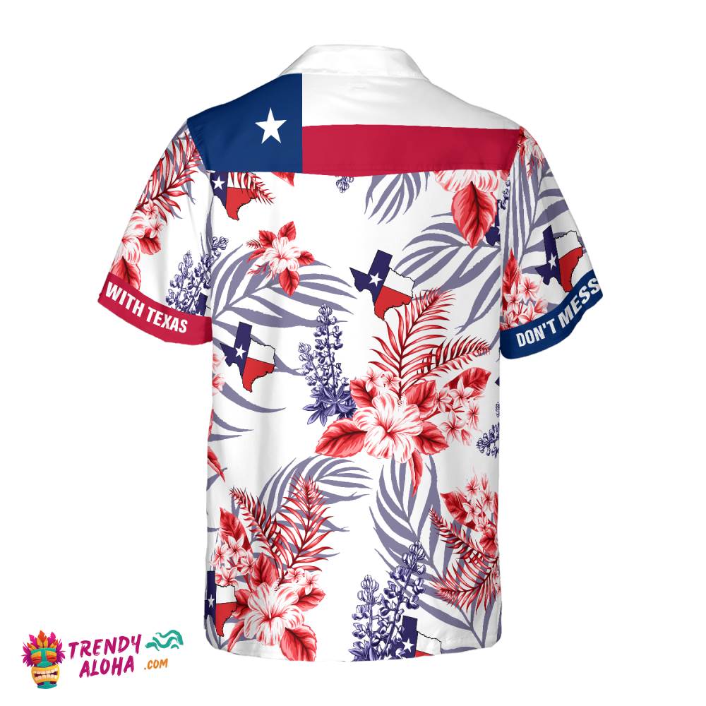 Floral Bluebonnet Don’t Mess With Texas Hawaiian Shirt For Men, Texas Home Shirt, Proud Texas Shirt For Men