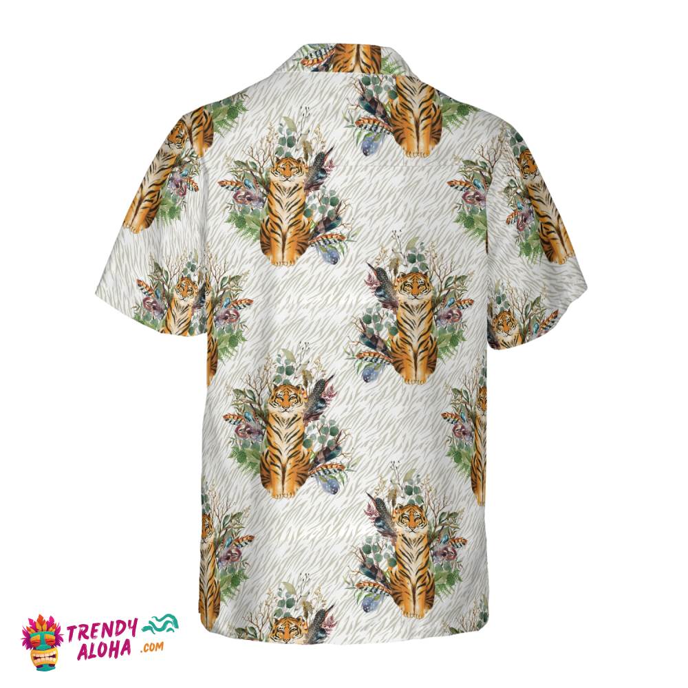 Floral Boho Tiger Shirt For Men Hawaiian Shirt