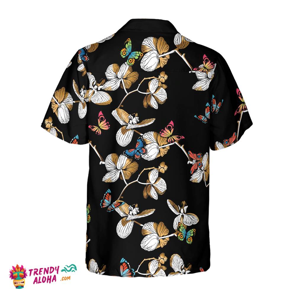 Floral Butterfly Pattern Hawaiian Shirt