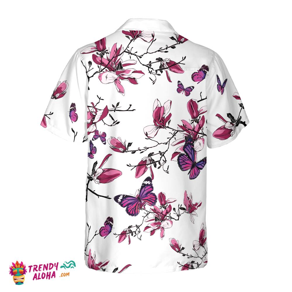 Floral Butterfly Pattern V1 Hawaiian Shirt