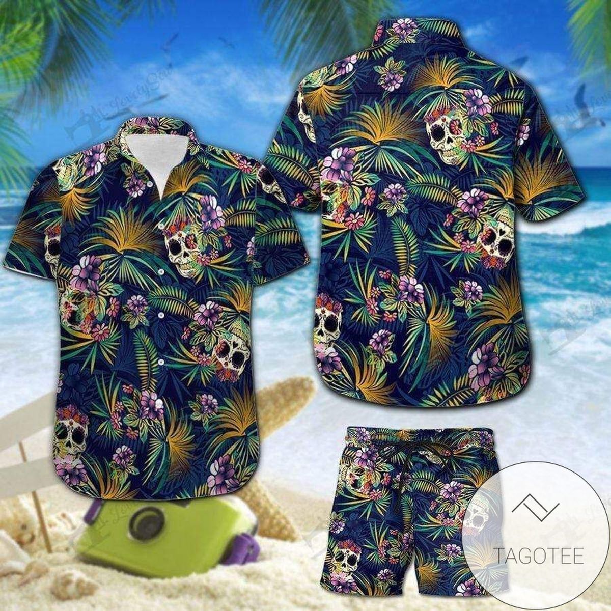 Floral Calavera Skull Flowers Summer Vibe Tropical Hawaiian Shirts