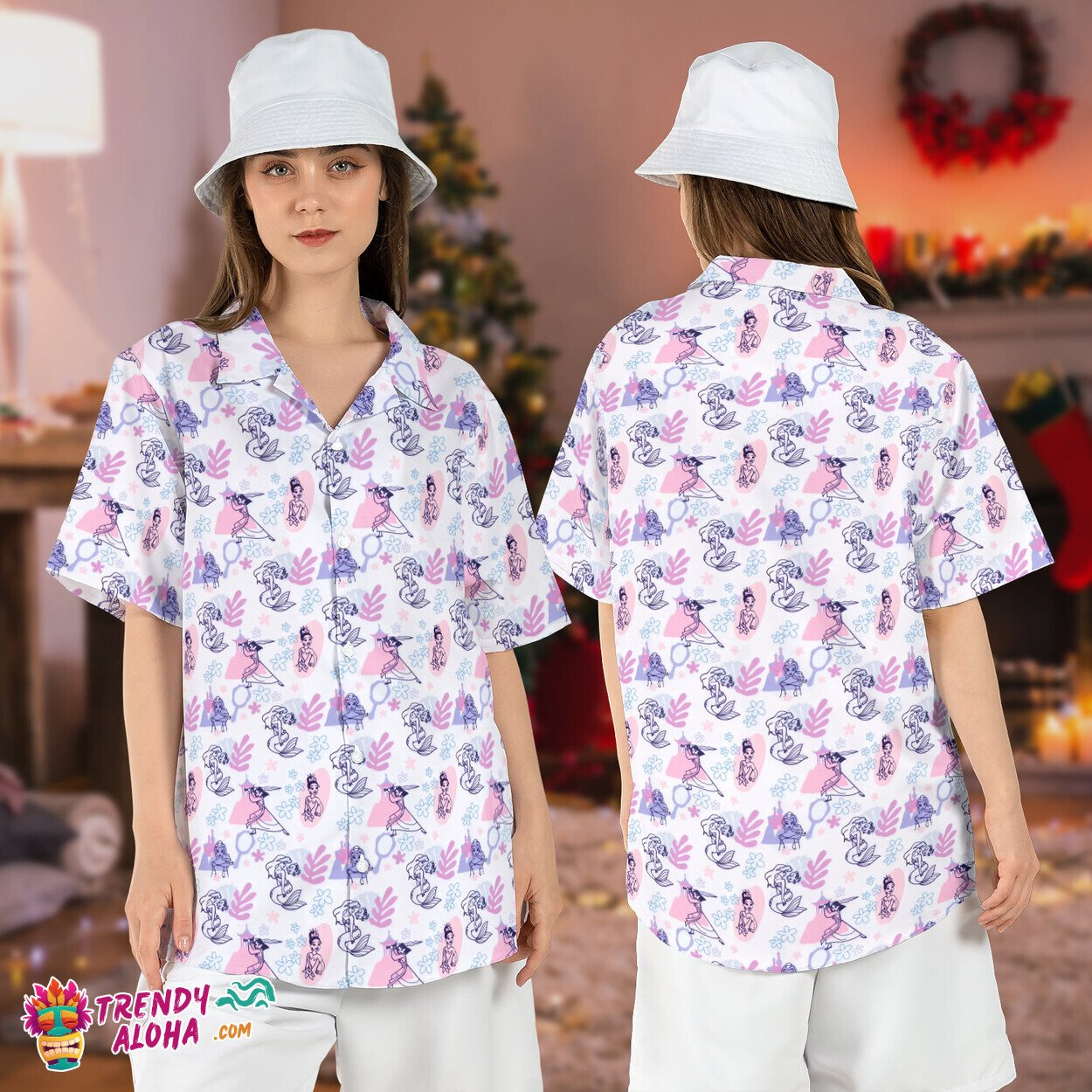 Floral Disney Princesses Vacation Tropical Summer Beach Aloha Shirt