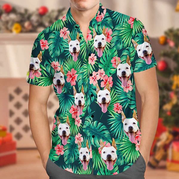 Floral Expression: Personalized Face Print Hawaiian Shirt with Blossoms Floral Expression: Personalized Face Print Hawaiian Shirt with Blossoms