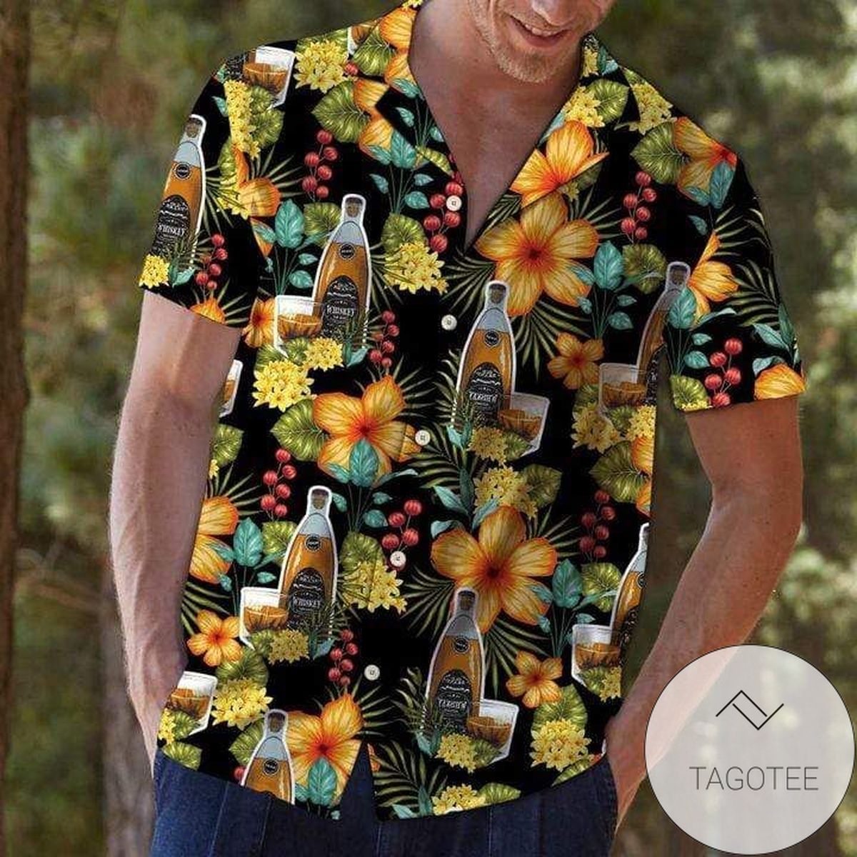 Floral Hawaiian Shirt Inspired By Whisky Vibrant Colors Artistic Patterns