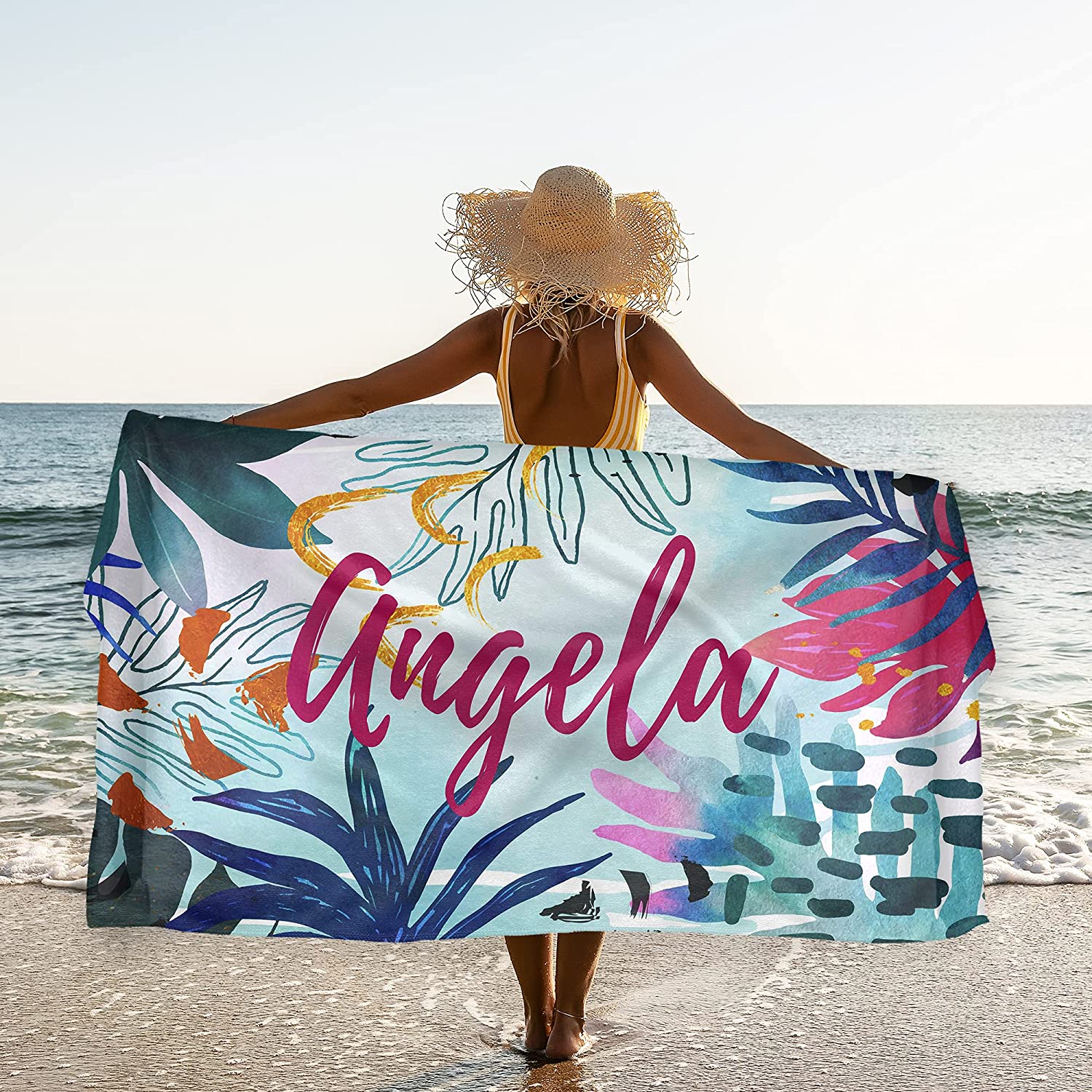 Floral Personalized Tropical Beach Towels Suitable for All Ages