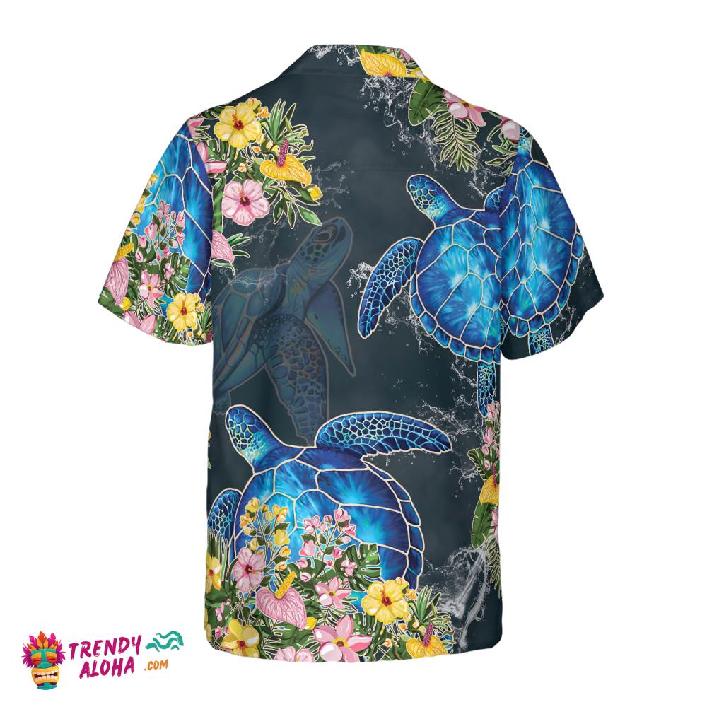 Floral Sea Turtle Hawaiian Shirt