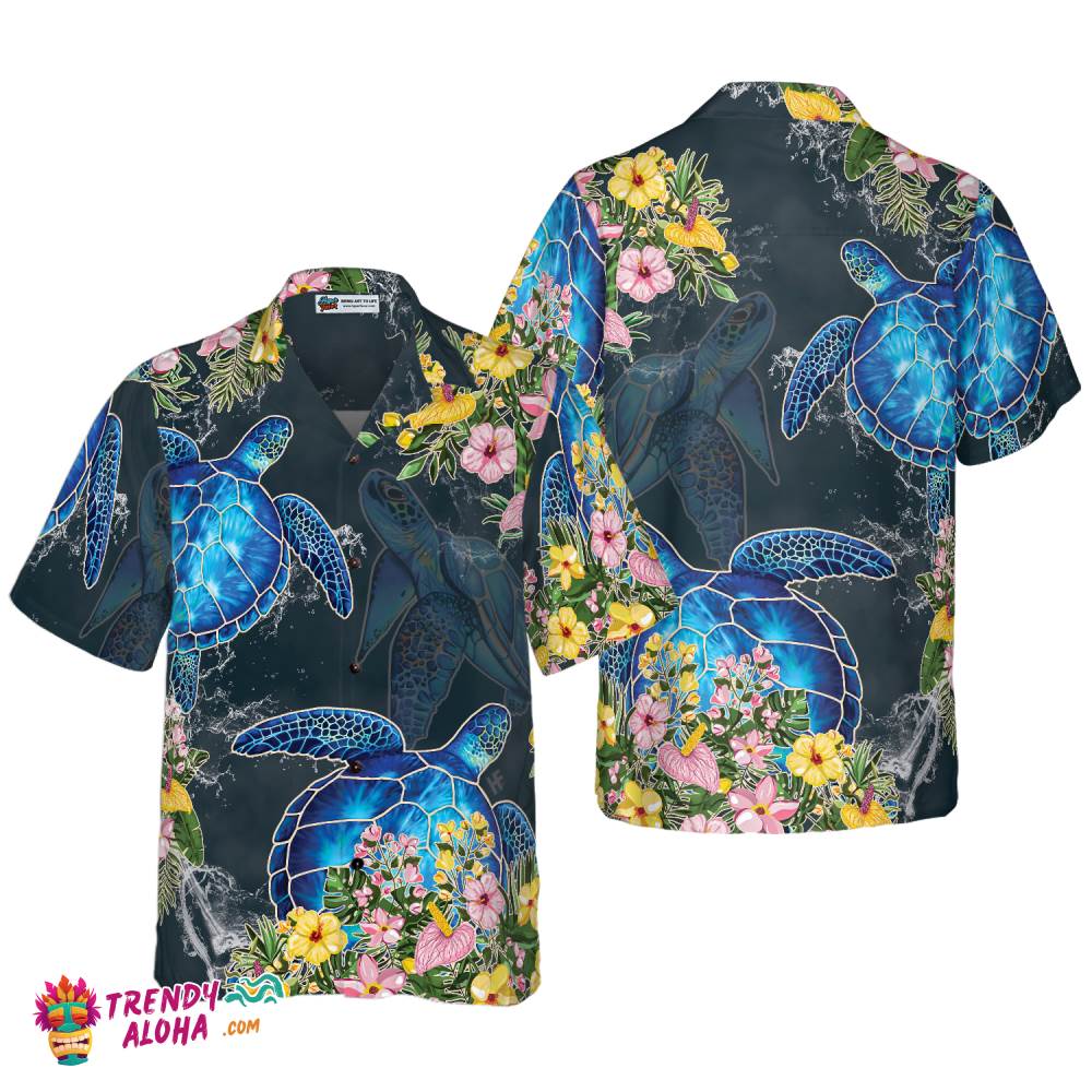 Floral Sea Turtle Hawaiian Shirt